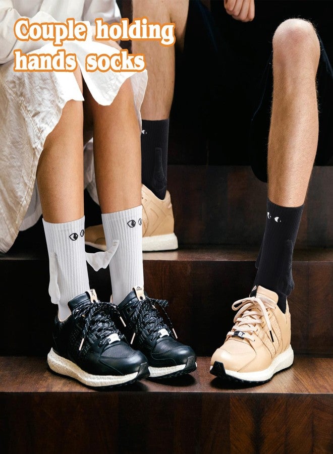 Worive Hand Holding Socks Hand in Hand Magnetic 2 Pairs Gifts for Couple Adult Teens Anniversary Engagement, White - Image 5